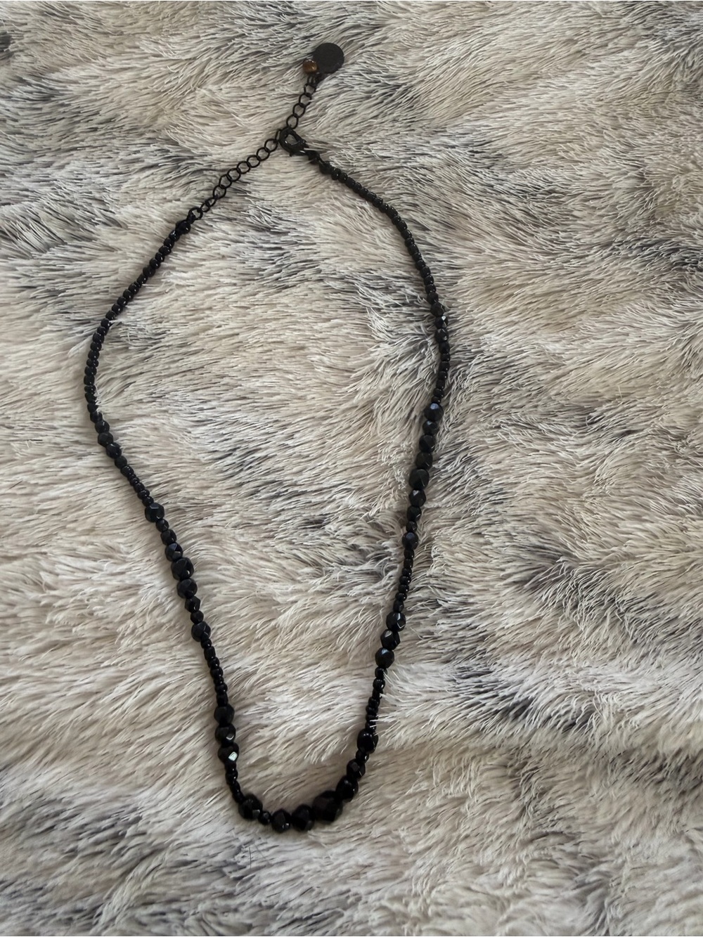 Liz Claiborne Black stone bead 10” necklace with adjustable length clasp.